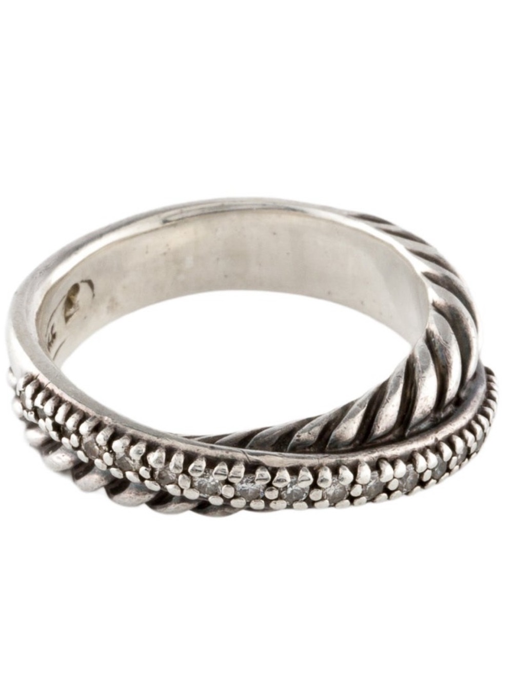 David yurman Sterling Silver Twisted Band Ring - Silver